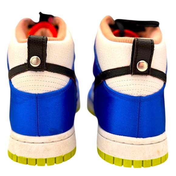 Nike Women Dunk High Satin RacerBlue White Black Basketball Lace Up HighTops 9 - Picture 7 of 8